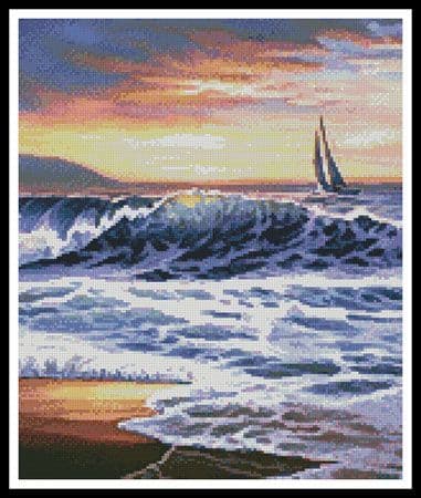 Beach Sunset Lighthouse (Crop) by Artecy printed cross stitch chart